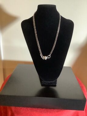 Silver Chain Necklace with Wolf Head Toggle Clasp - Women Jewelry